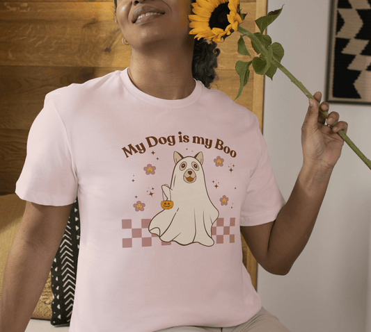 funny my dog is my boo Halloween unisex tshirt for dog parents and dog lovers