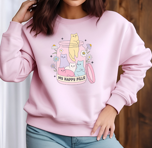 My Happy Pills (Cats) Unisex Crewneck Sweatshirt