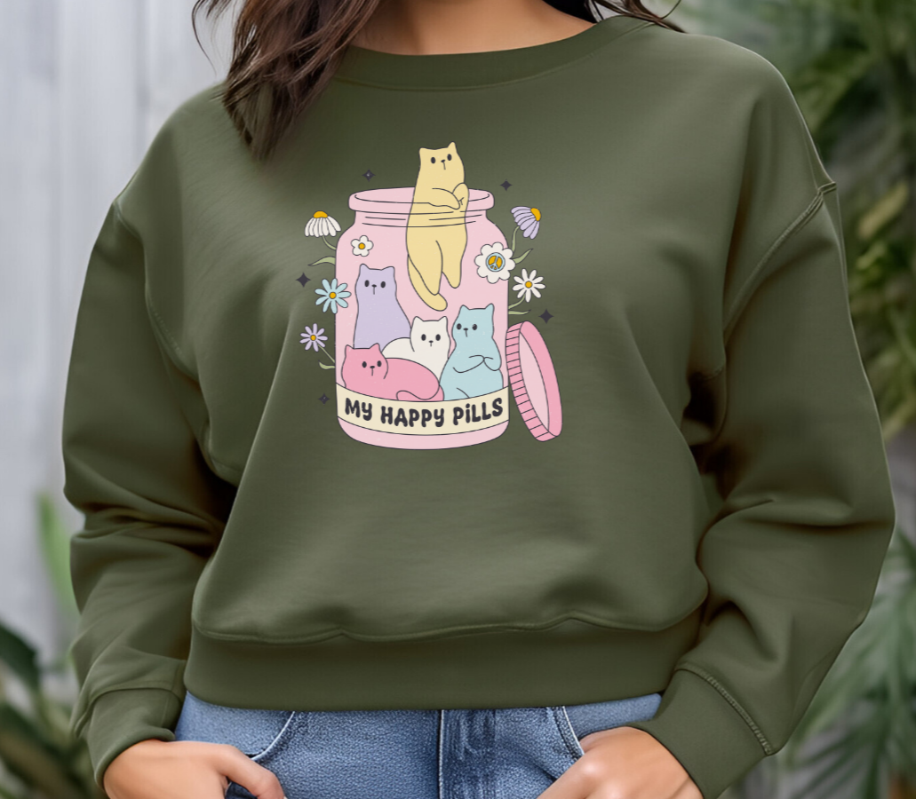 My Happy Pills (Cats) Unisex Crewneck Sweatshirt