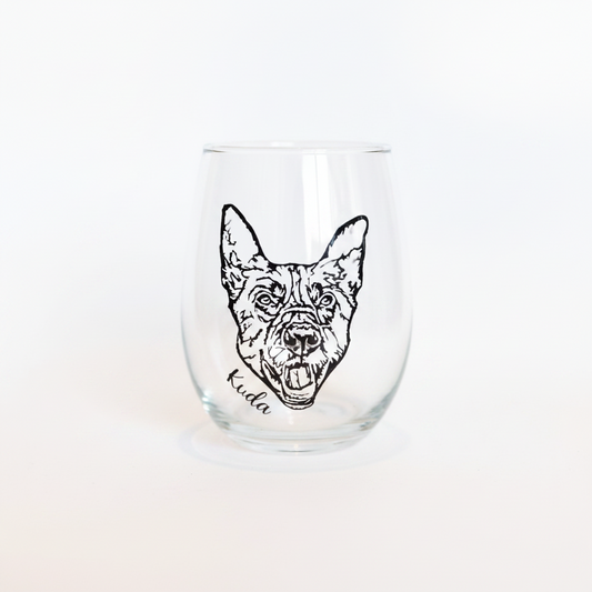 Custom Pet Stemless 20 oz Wine Glass | Personalized Pet Image