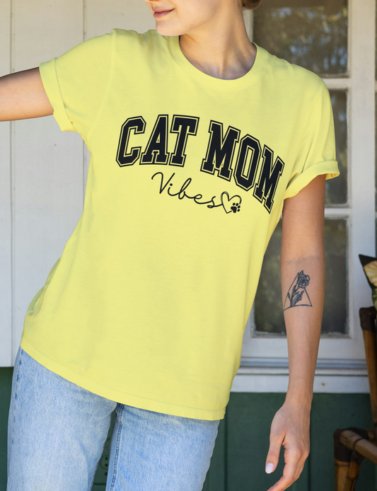 Cat Mom Vibes Premium Unisex Crewneck T-shirt