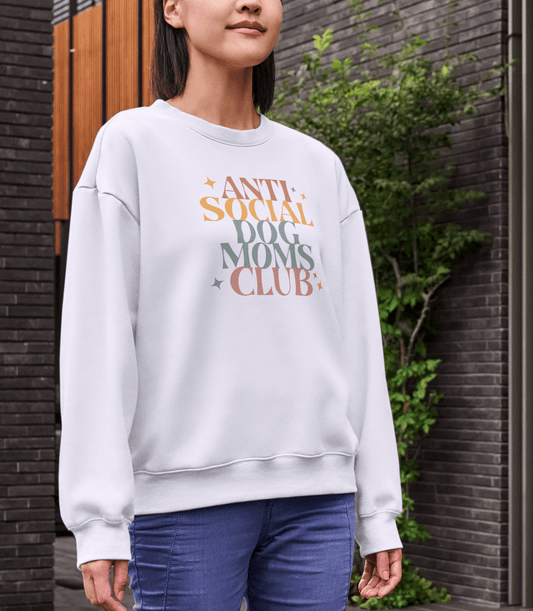 funny anti social dog moms club unisex crewneck sweatshirt for dog lovers