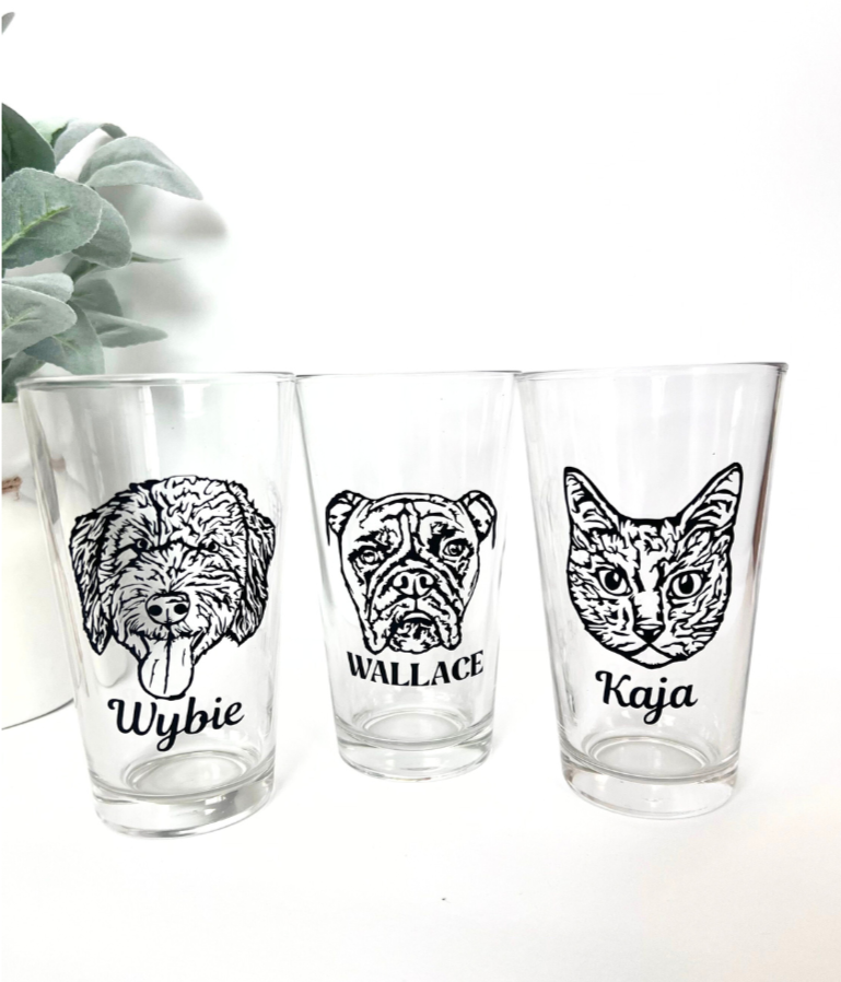 Custom Pet Beer Glass | Personalized Image of your Pet