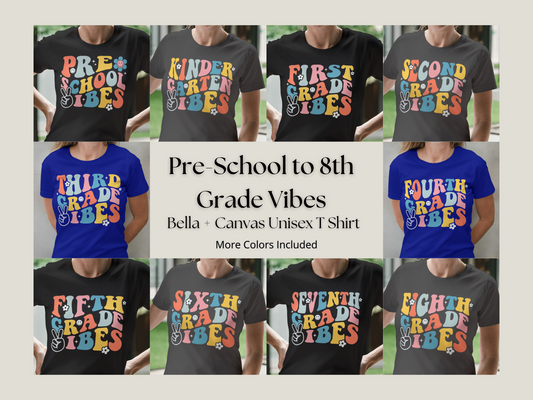 School Grade Vibes Teacher Bella + Canvas Unisex Tshirt