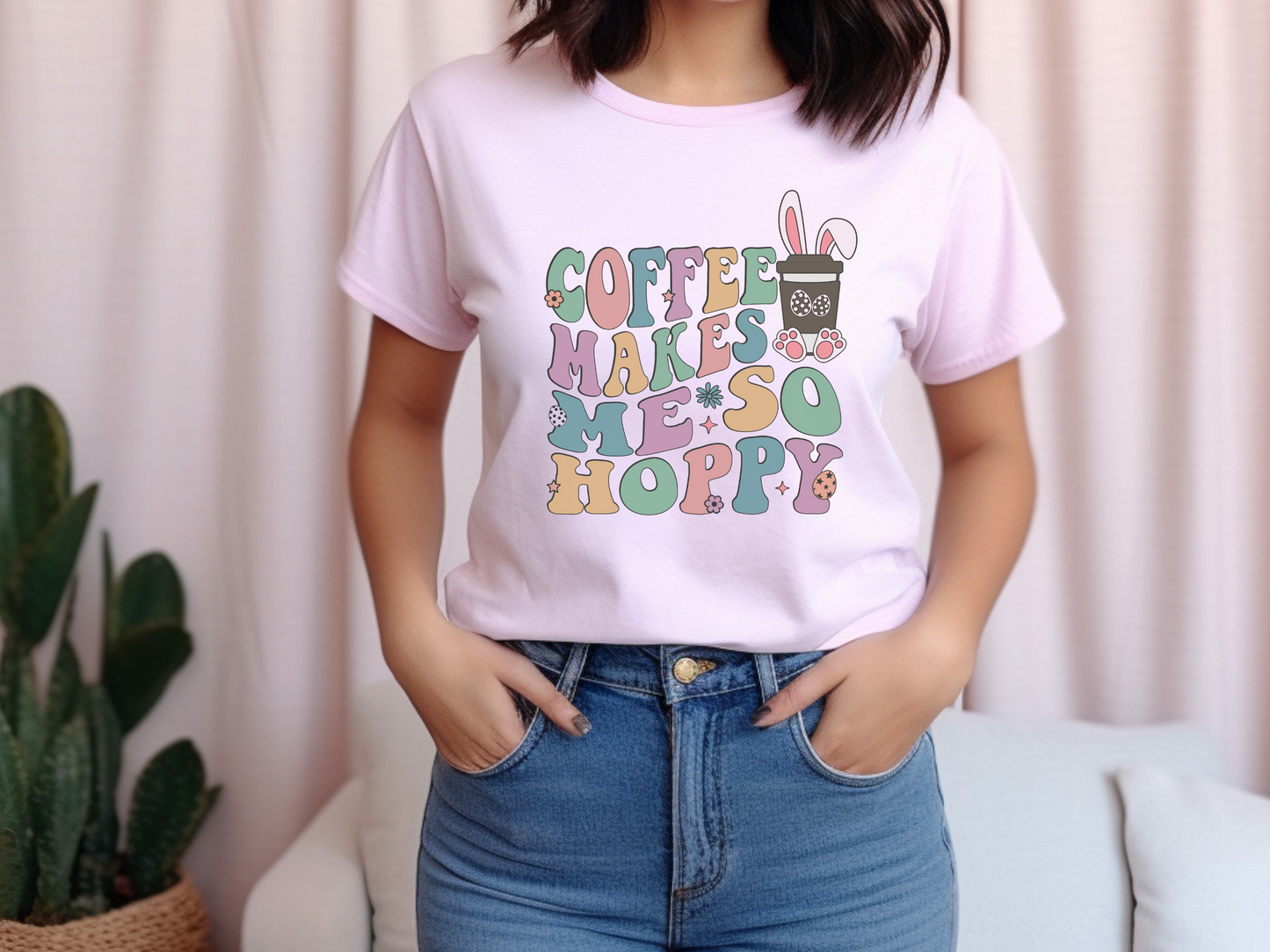 Coffee Makes Me So Hoppy T shirt | Bella + Canvas Premium Unisex Crewneck Easter T shirt