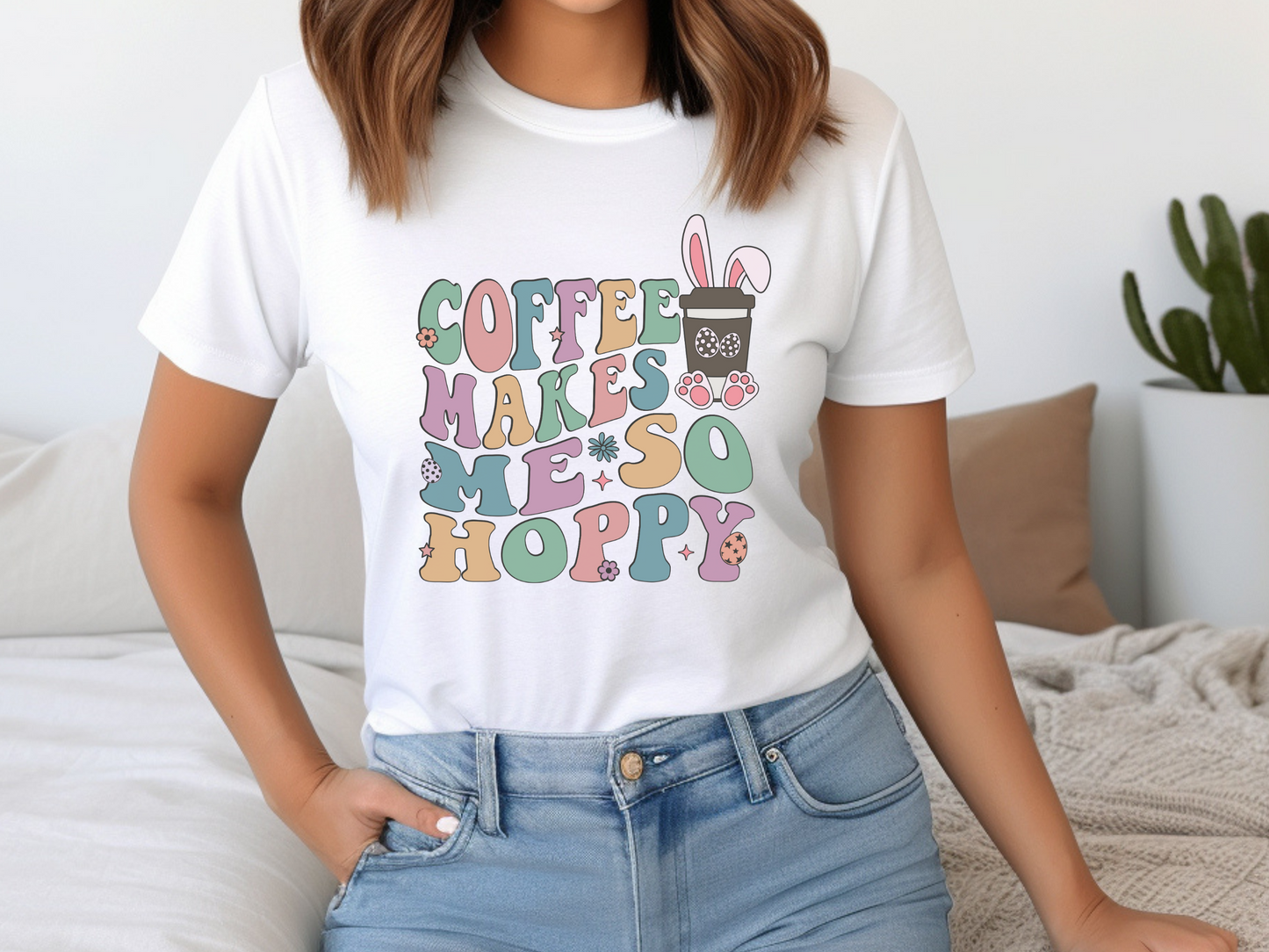 Coffee Makes Me So Hoppy T shirt | Bella + Canvas Premium Unisex Crewneck Easter T shirt