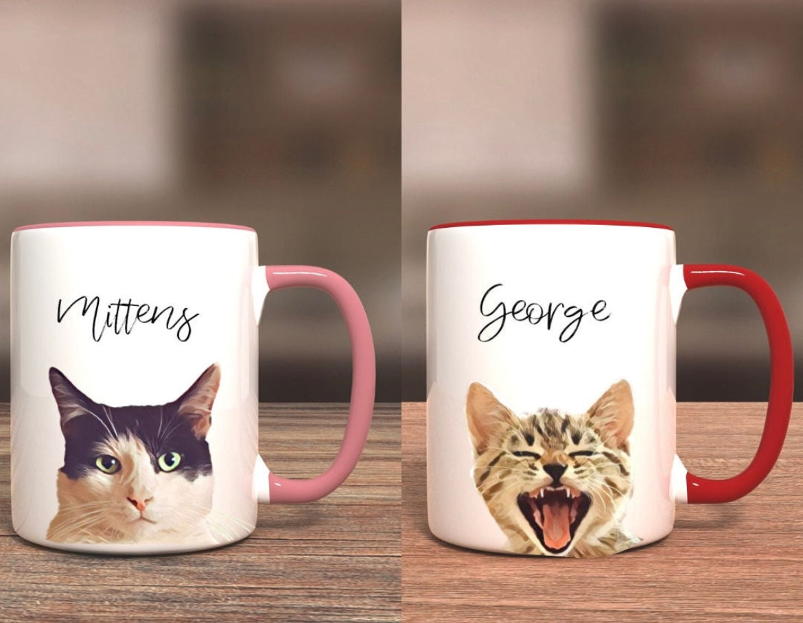 Custom Pet 11oz Ceramic Mug | Multi Colored Inside and Handle