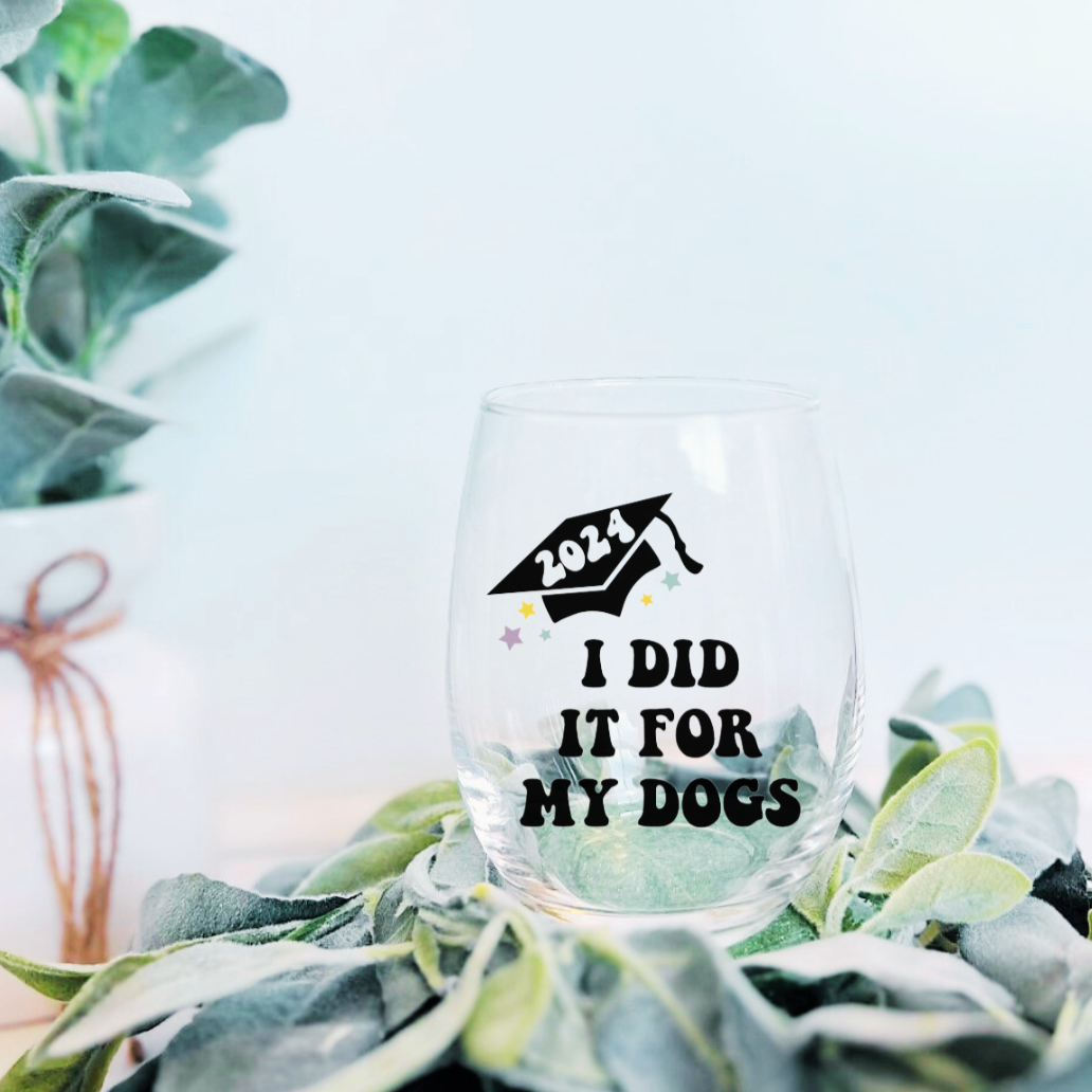 2024 Graduation Stemless 20 oz Wine Glass | 16 oz Beer Glass | 16 oz Beer Mug