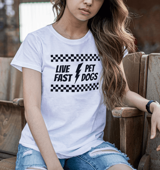 live fast pet dogs funny dog mom crewneck tee