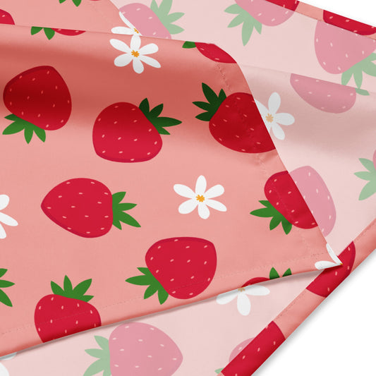 cute and trendy strawberry fruit matching dog pet bandana for dog moms and dog parents