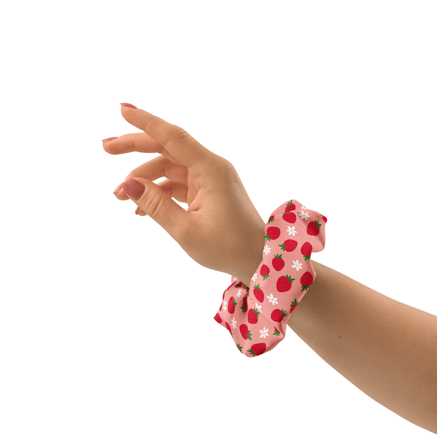 cute and trendy strawberry fruit pet hair scrunchie for dog moms and dog parents