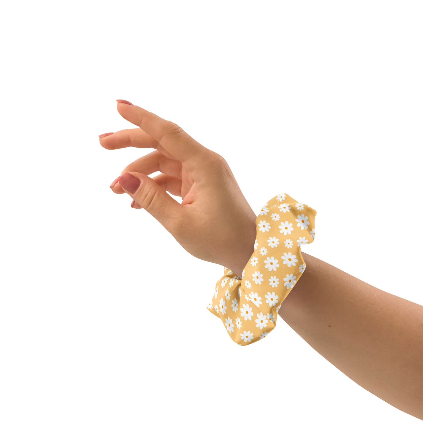 Yellow Matching Pet Recycled Scrunchie with Daisies