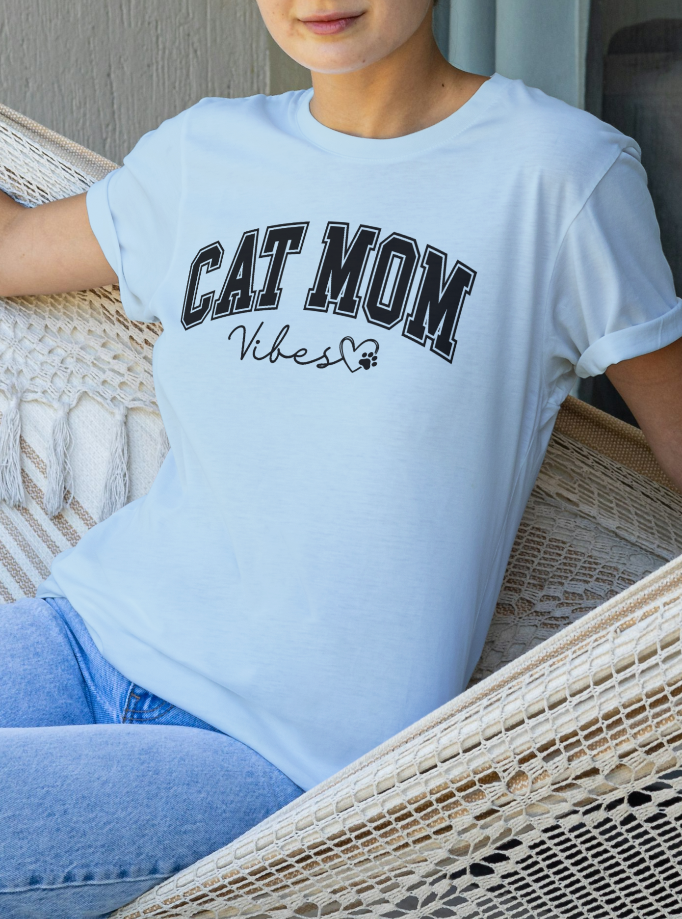 Cat Mom Vibes Premium Unisex Crewneck T-shirt