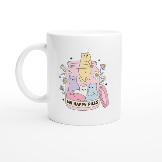 my happy pills are cats on a mug for cat lovers