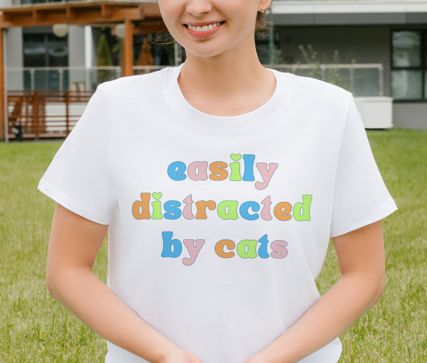 easily distracted by cats T-shirt