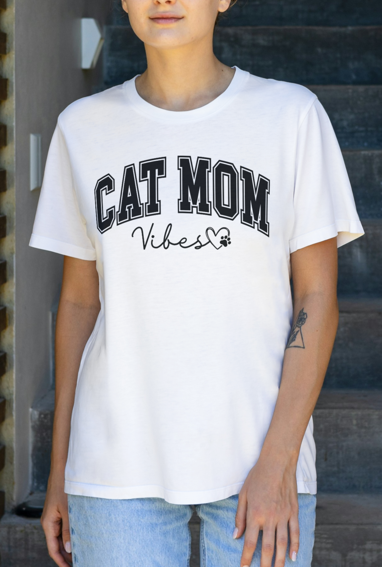 Cat Mom Vibes Premium Unisex Crewneck T-shirt