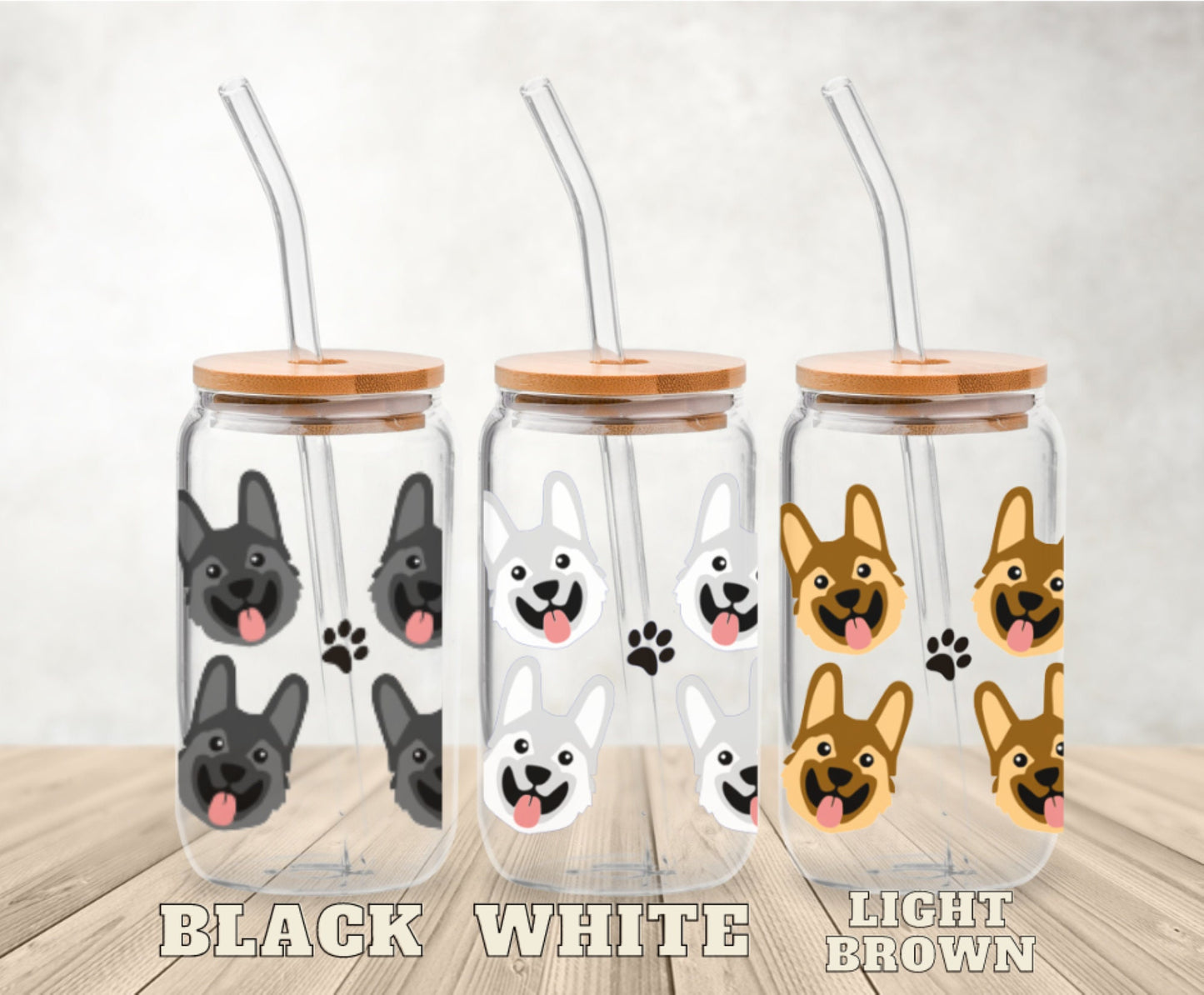 German Shepherd Dog Libby Glass Cup with Bamboo Lid
