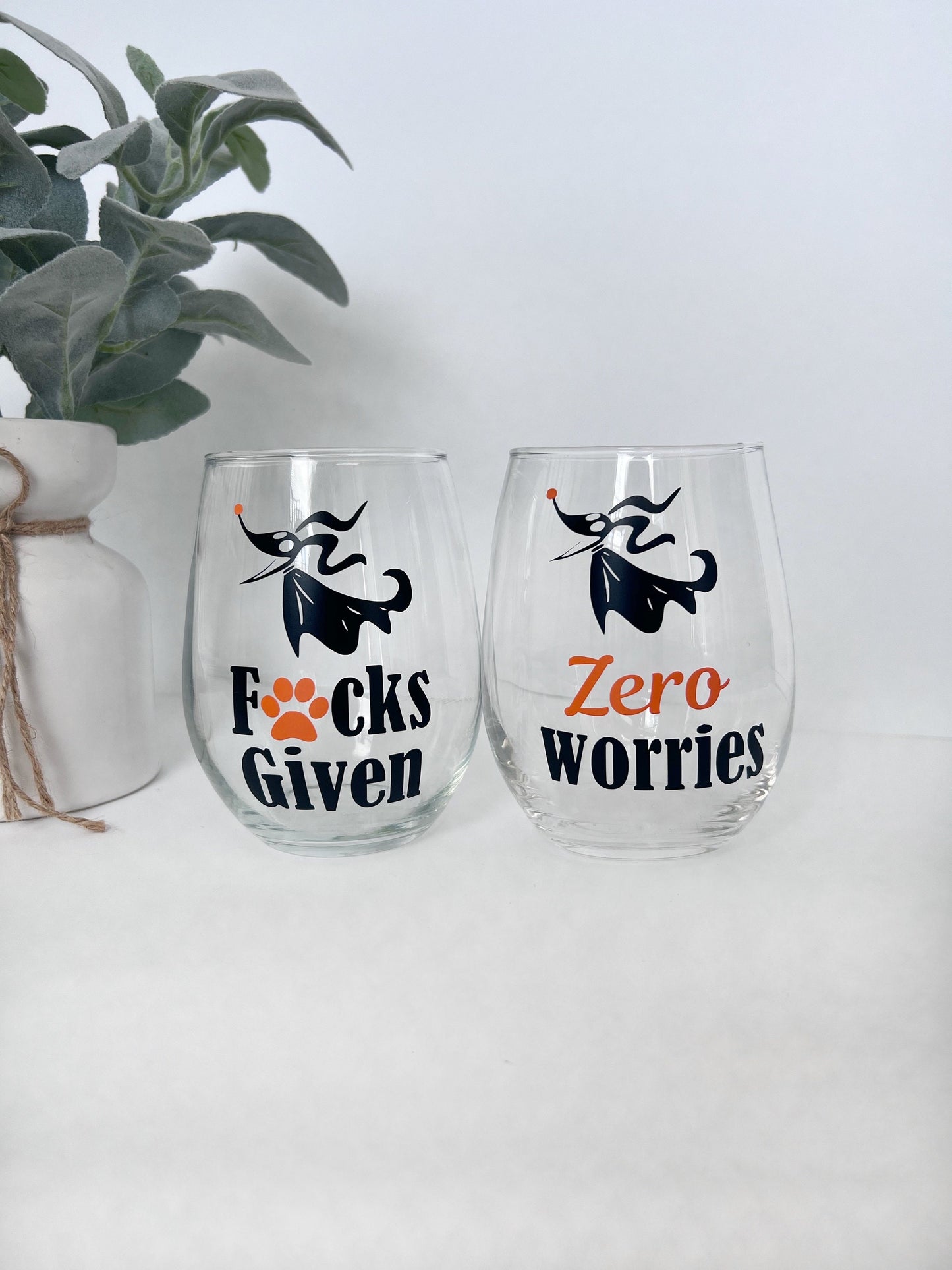Zero Worries | Zero Fucks Given |  Stemless 20 oz Wine Glass
