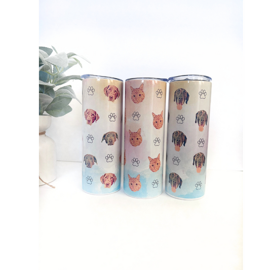 Custom Watercolor Pet Wrapped 20oz Tumbler