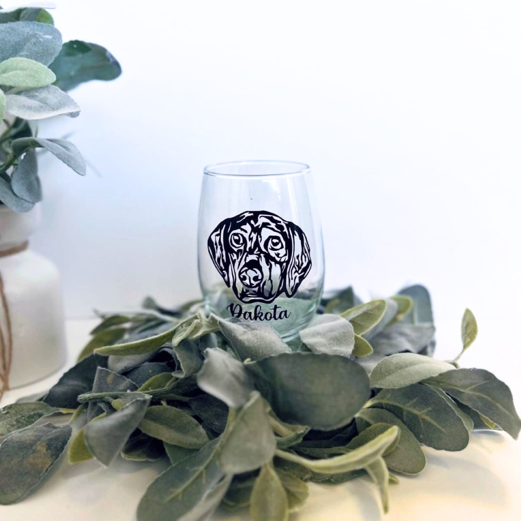 Custom Pet Stemless 20 oz Wine Glass | Personalized Pet Image