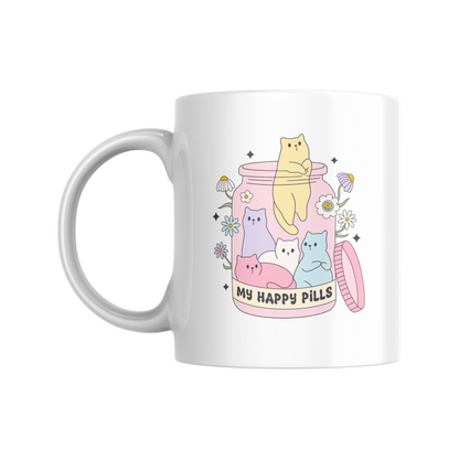 My Happy Pills (Cats) White 11oz Ceramic Mug