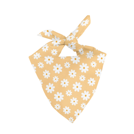 Yellow Matching Pet Bandana with Daisies