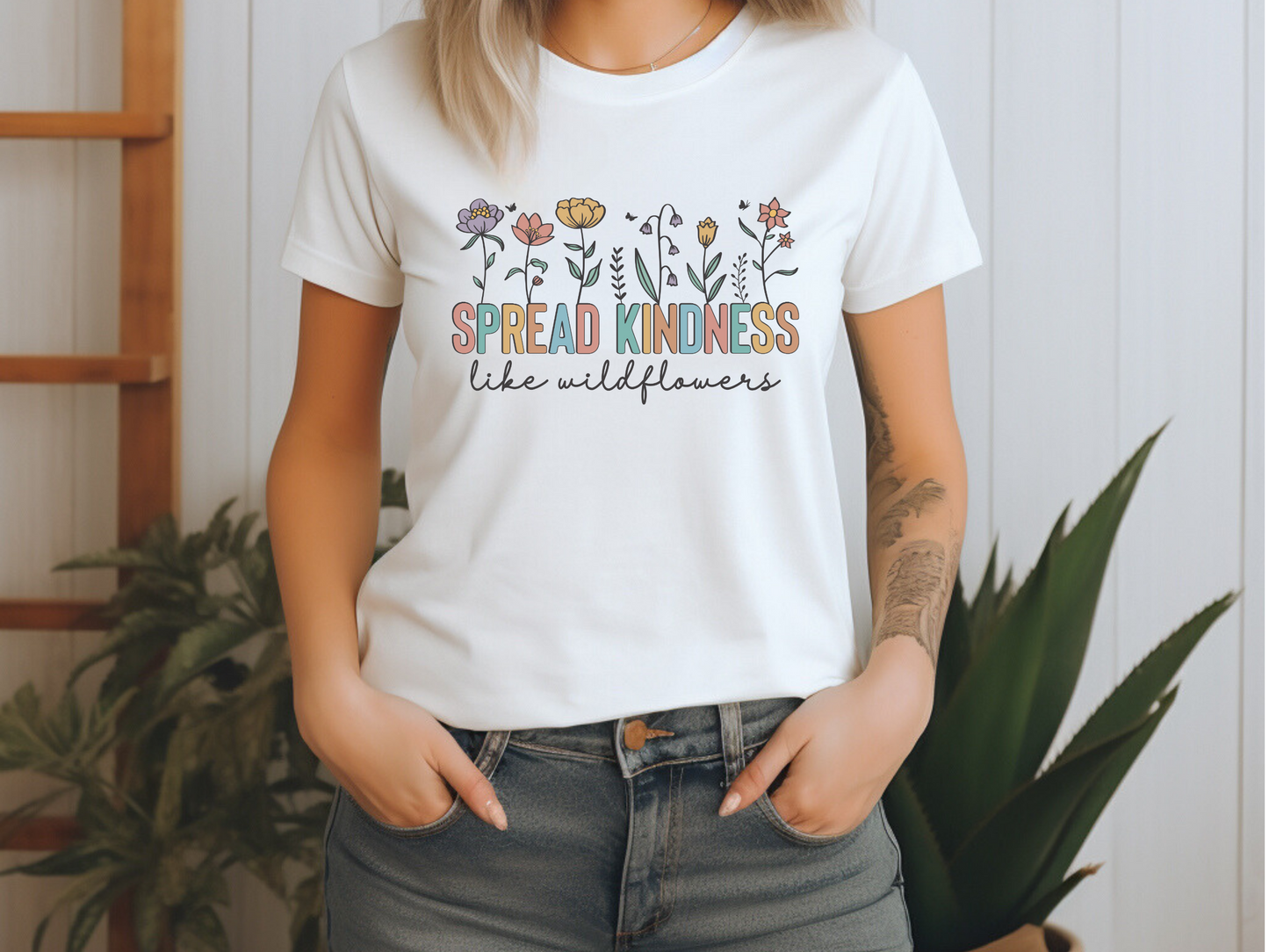 Répandez la gentillesse comme les fleurs sauvages T-shirt unisexe Bellas + Canvas