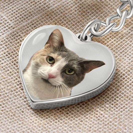 Personalized Pet or Child Graphic Heart with Curb Keychain Attachment