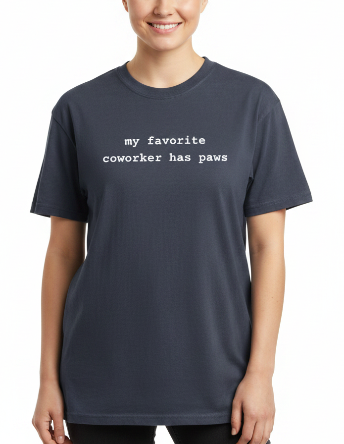 My Favorite Coworker Has Paws - Navy Mockup