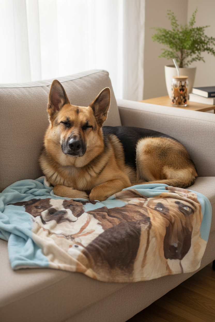 Personalized Pet Photo Throw Blanket - German Shepherd