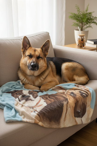 Personalized Pet Photo Throw Blanket - German Shepherd