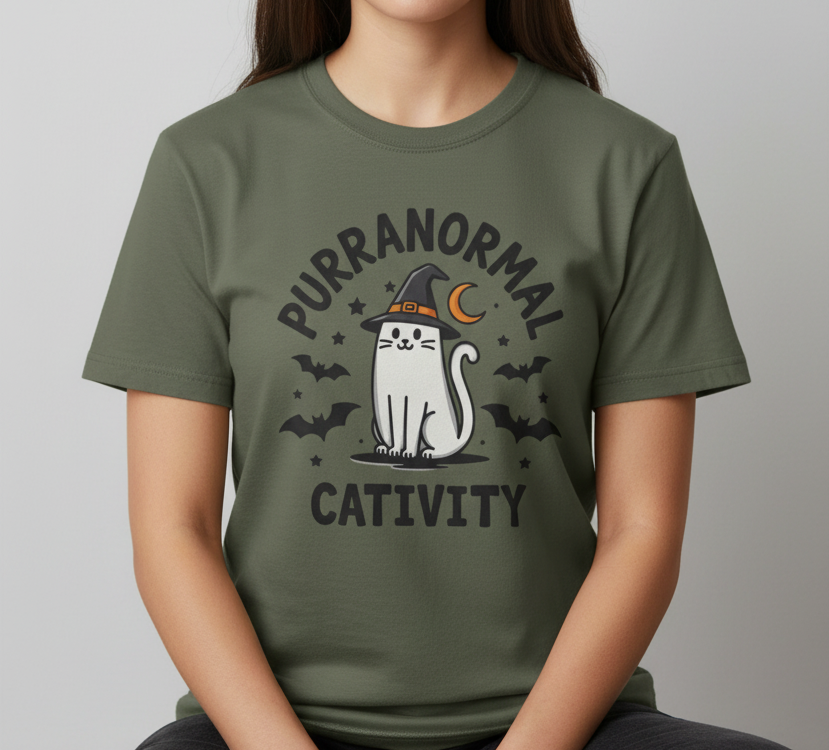 Purranormal Cativity - Moss Green Tee
