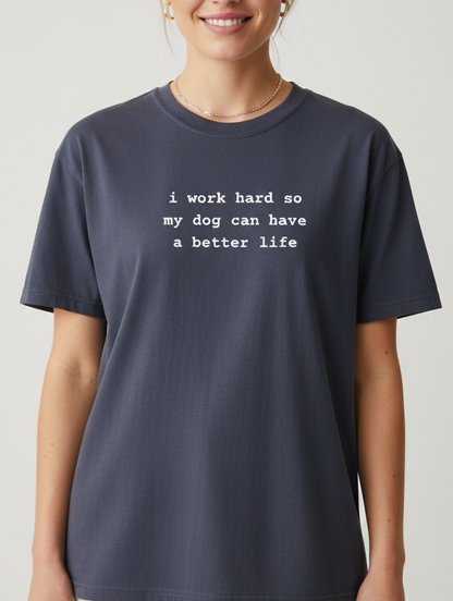 White girl in navy tee mockup